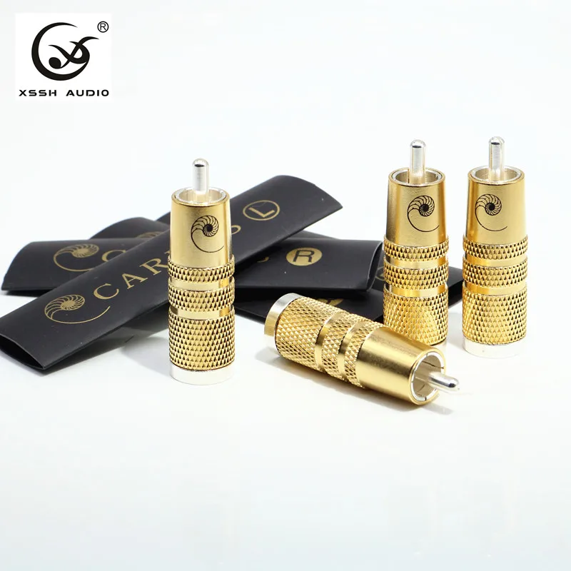 4 шт. RCA + термоусадочные трубки XSSH audio YIVO латунное медное покрытие серебристый