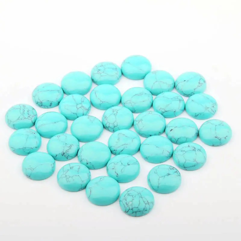 Blue Turquoise 10 шт. Камни Кабошон бусины 12 14 16 18 20 25 мм круглые без отверстия DIY ювелирных изделий для изготовления ювелирных изделий - Цвет: Blue Turquoise