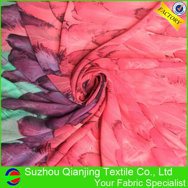 

Quick Shipping 2017 Hot Sal Peacock Pattern Printing Chiffon Dress Material