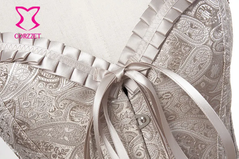 Paisley Pattern Overbust Corsets and Bustiers Sexy Korsett For Women Corselet Pleated Trim Gothic Corset Top With G-string | Женская