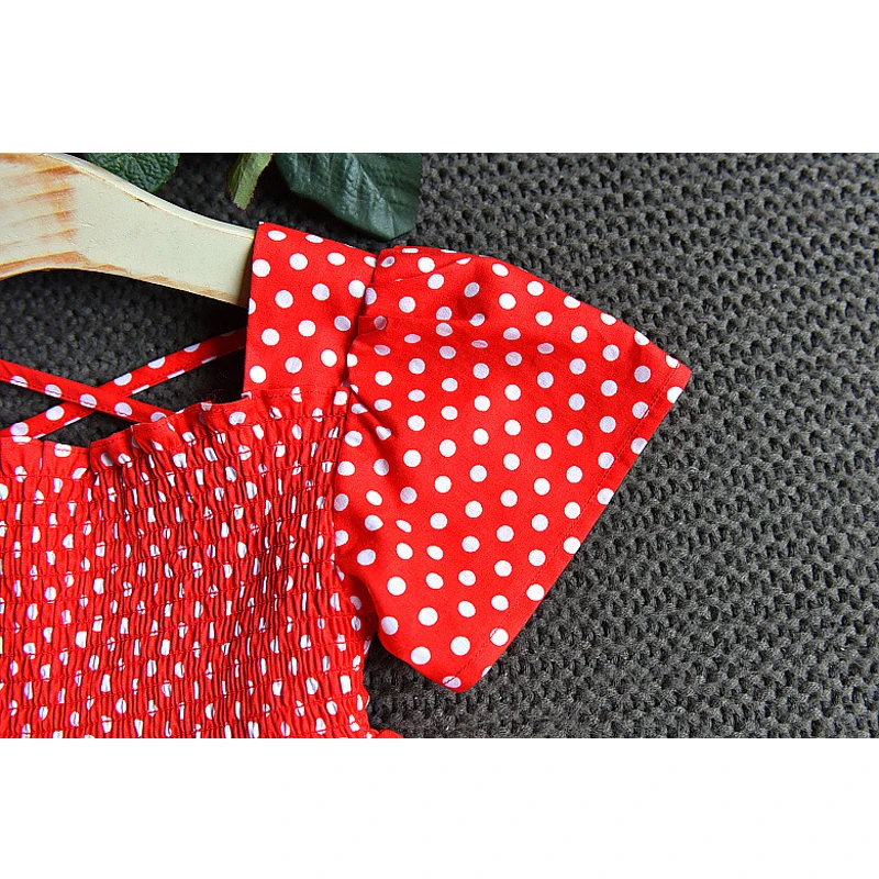 Girls Dresses 2020 Summer New Children's Wear Hipster Sweet Net Red Dot Cross With Princess Dress | Детская одежда и обувь