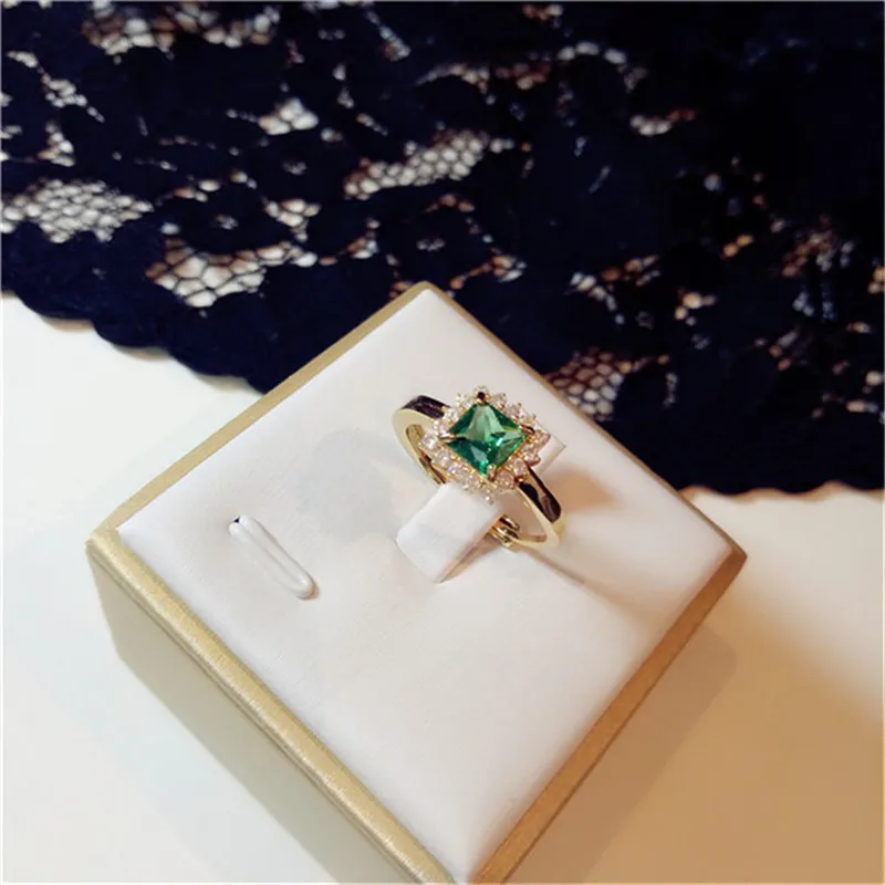 Винтажные изумрудные кольца для женщин, Серебро S925 пробы, 18K золото, зеленый кубический цирконий, Открытое кольцо, простой темперамент, хорошее ювелирное изделие