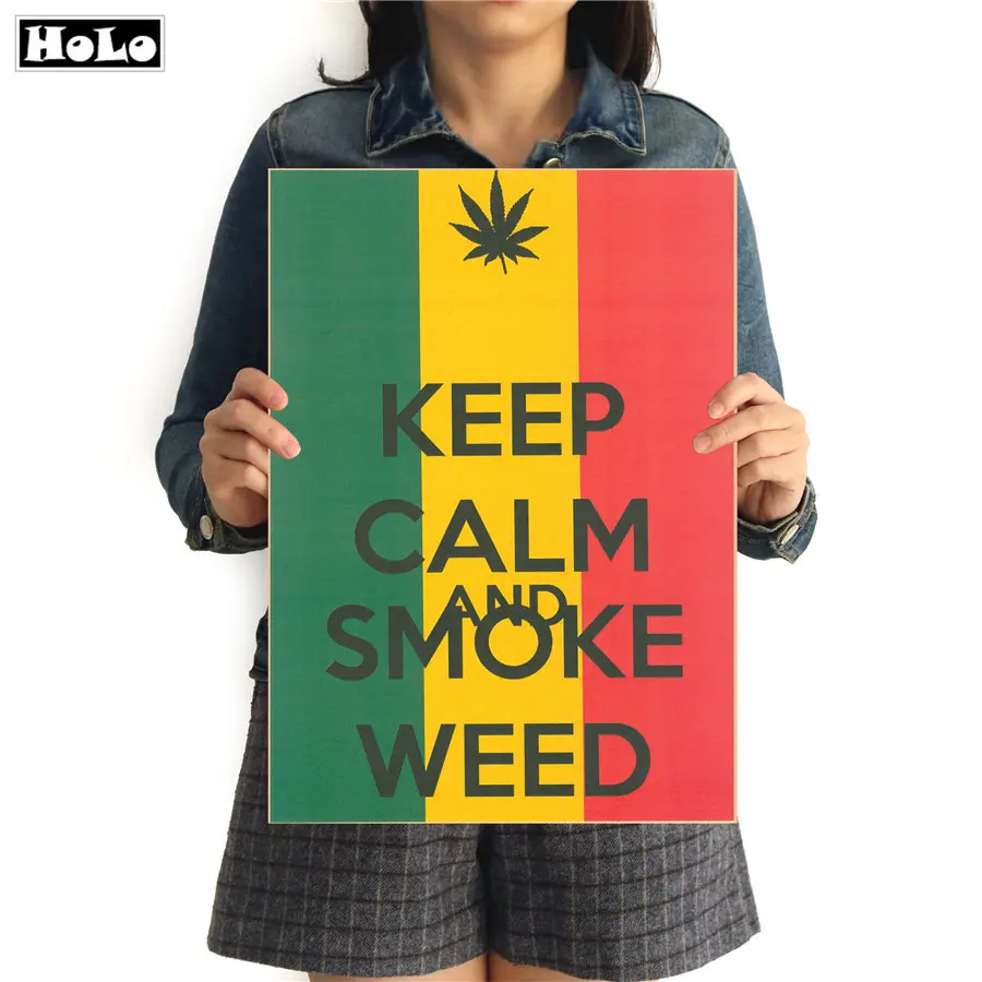 KEEP CALM AND SMOKE WEED Vintage krafts бумажный постер домашний Декор Ретро Настенная Наклейка