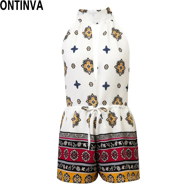 2016 Холтер Детский Комбинезон Женщин Цветочный Шорты Женские Один Кусок Одежды с