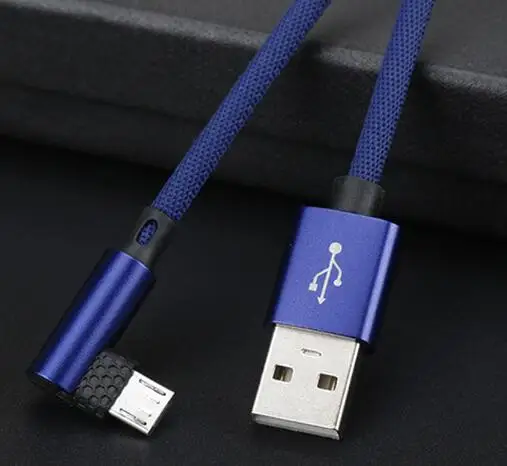Blue 1 м 2.0A 90 градусов L изгиб локоть кабель для передачи данных Micro usb type C кабель для зарядки iPh кабель для зарядки мобильного телефона кабель для зарядки - Цвет: Blue