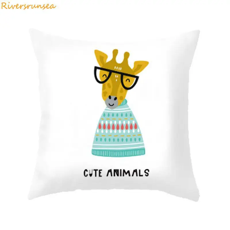 Современный домашний декор мультяшный медведь Подушка Жираф Пингвин лев кролик