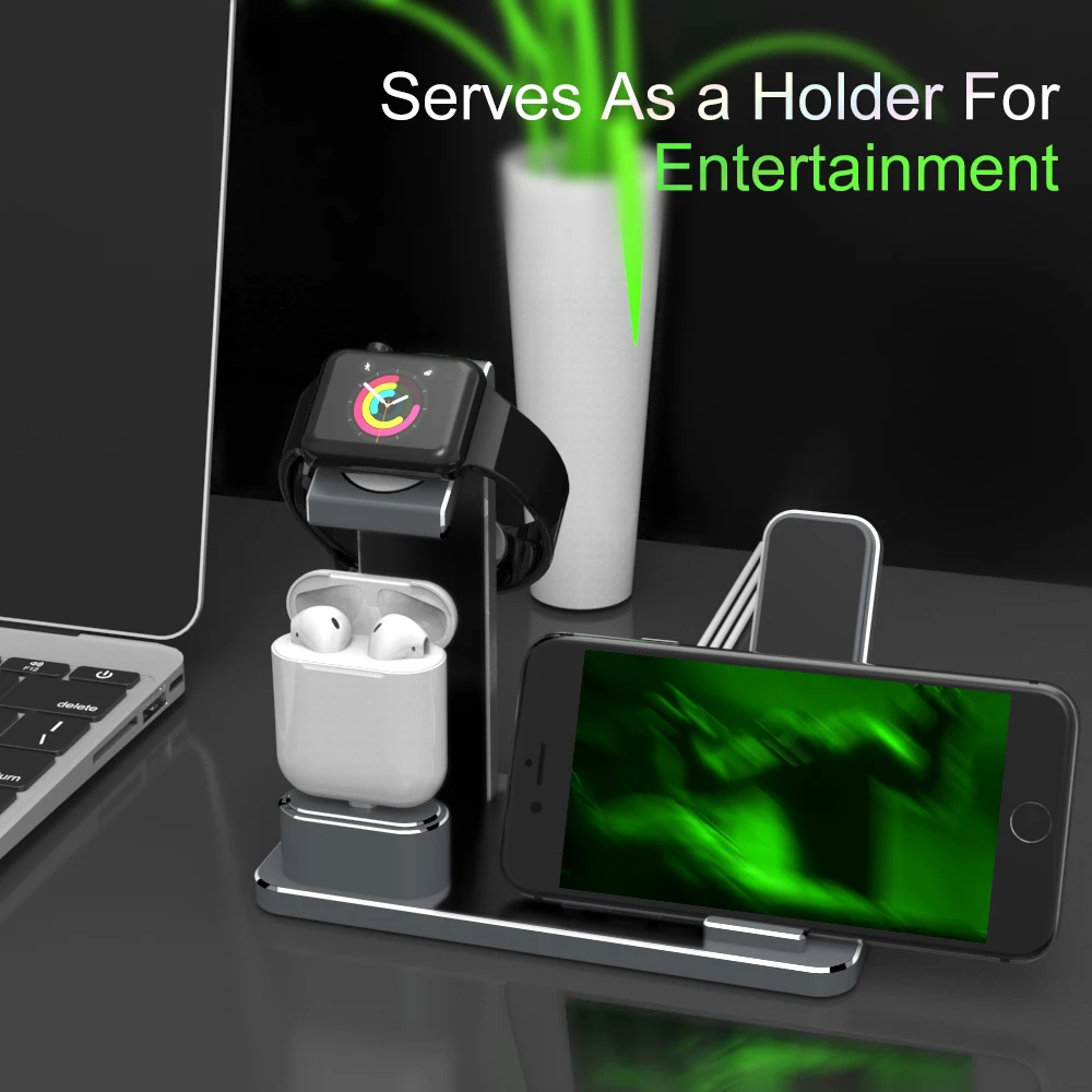 XUNMEJ подставка для часов для Apple iPhone зарядная док-станция алюминиевая 4 в 1 AirPods зарядная подставка аксессуары подставка держатель для Apple Wa