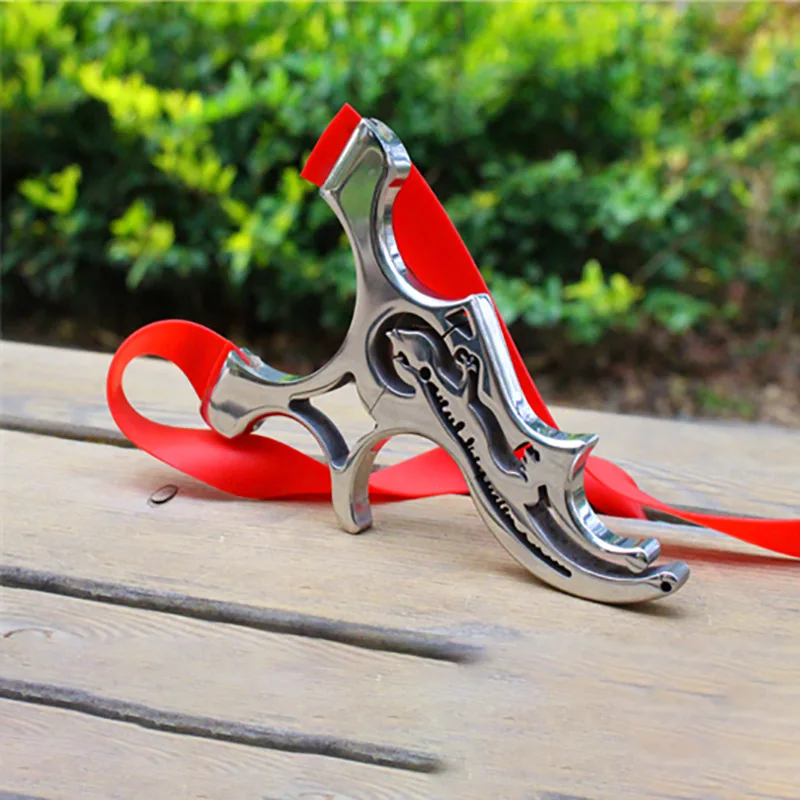 Мощная Рогатка катапульта для охоты из нержавеющей стали 304 с плоской резиновой