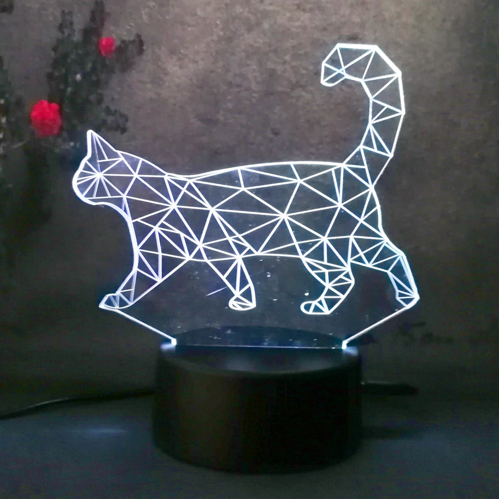 3D Ленивый Кот ходьба кошка 7 видов цветов меняемый светодиодный ночник лампа