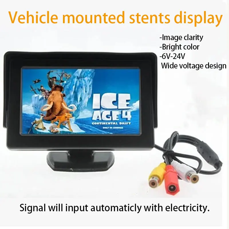 Черный 4 3 дюймовый автомобильный монитор яркого цвета DC 12V TFT lcd AV VGA авто заднего