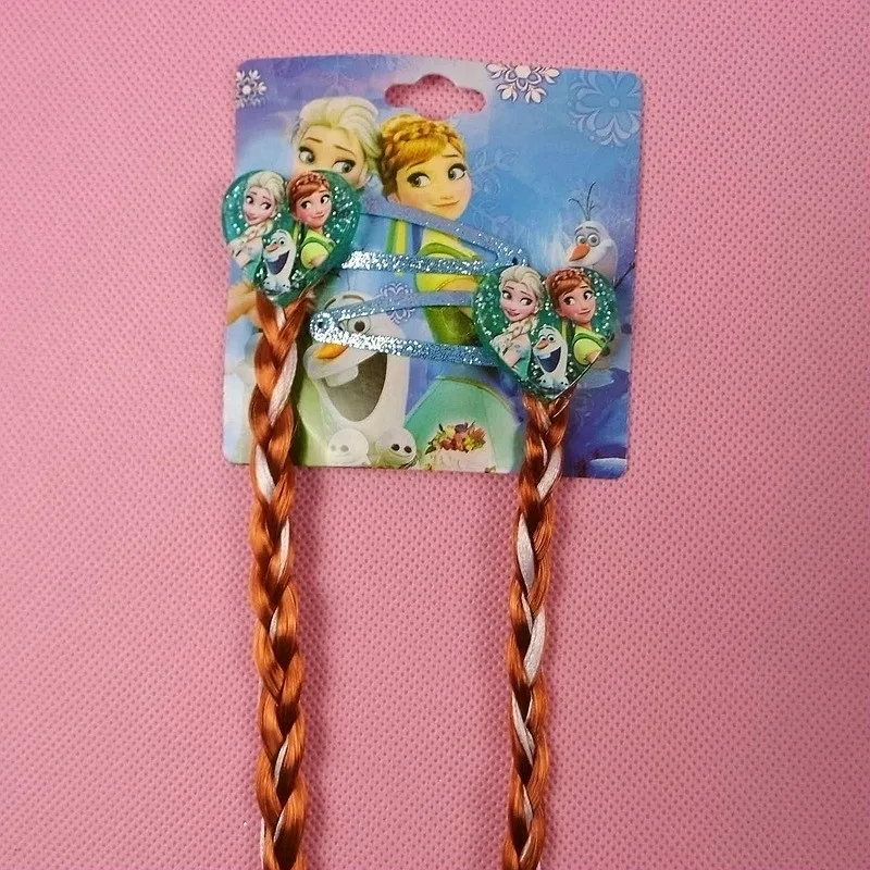 2PCS Kids Cartoon Ribbon Princess Elsa Anna Hair Accessories BB Clips Braid Hairpins Tiaras Headwear Girls Party Gift | Аксессуары для