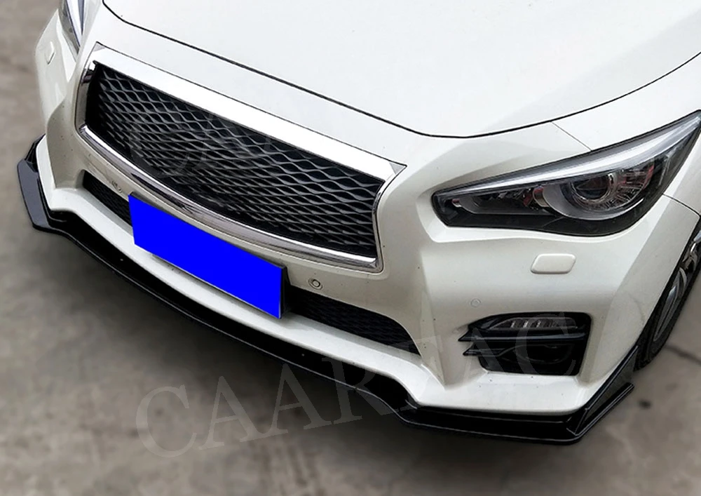 3 PCS/Set Car Front Bumper lip Spoiler For Infiniti Q50 Q50S- Auto Exterior Parts ABS Head Chin Cover Trim