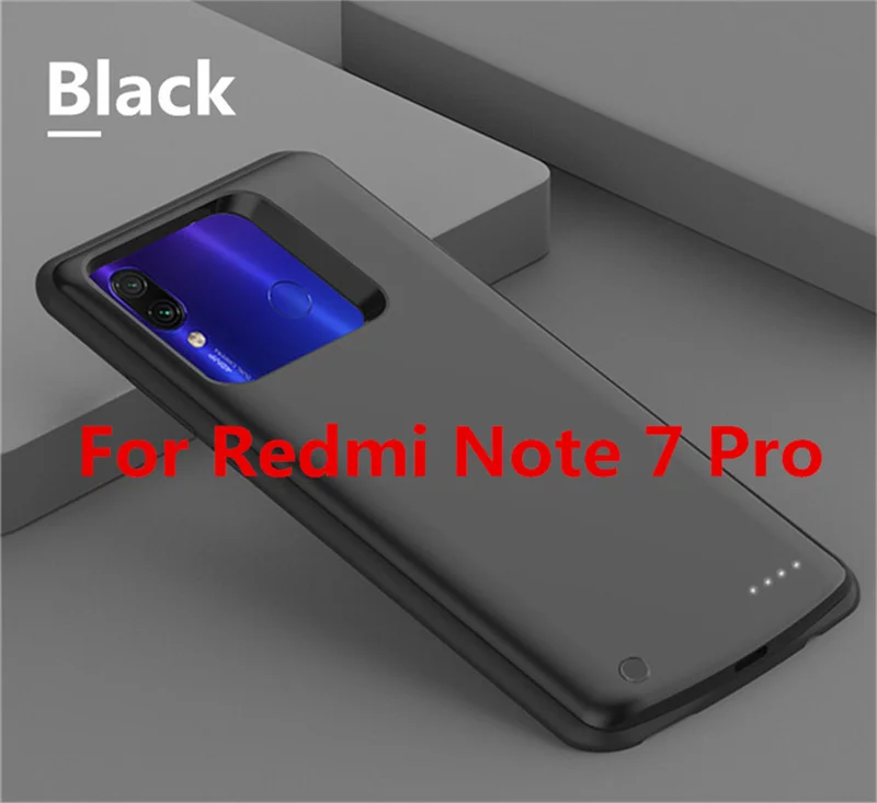 Black For Note 7 Pro 6500 мАч зарядное устройство чехол для Xiaomi Redmi Note 7 Pro резервного питания банк зарядки чехол для Redmi Note 7 Внешний контейнер для аккумуляторных батарей - Цвет: Black For Note 7 Pro