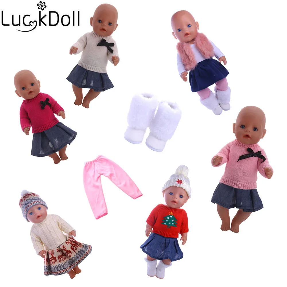 Luckdoll одежда вязаная рубашка 7 шт./стиль подходит для 43 см кукла аксессуары Детский Рождественский подарок для selec n966-n1486