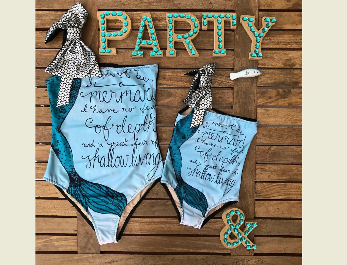 Женский купальник с юбкой годе|Сочетающаяся одежда для семьи| |