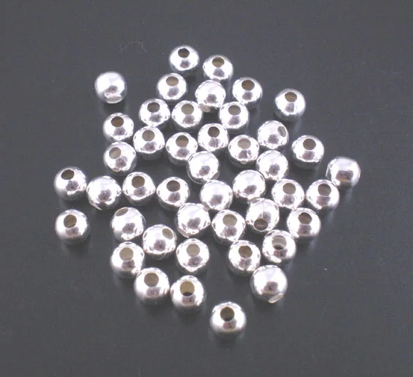 DoreenBeads 500 шт. гладкие шарики серебряного цвета разделители бусины 4 мм в диаметре.