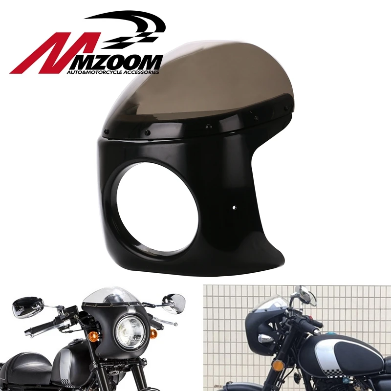 Бесплатная доставка Мотоцикл Ретро гонщик стиль фара обтекатель с экраном