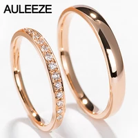 auleeze natural diamond couple rings for lovers solid 18k rose gold wedding bands for women and men diamond jewelry gift