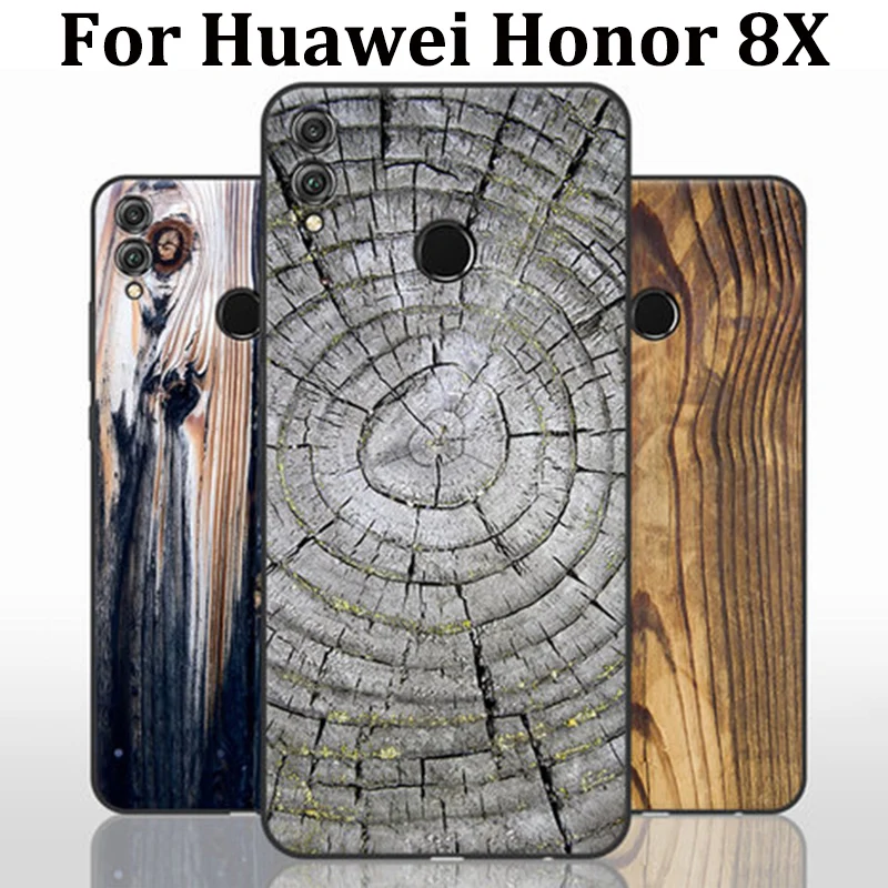 Чехол для Huawei Honor 8X мягкий чехол с рисунком под дерево задняя крышка 8 X Чехлы