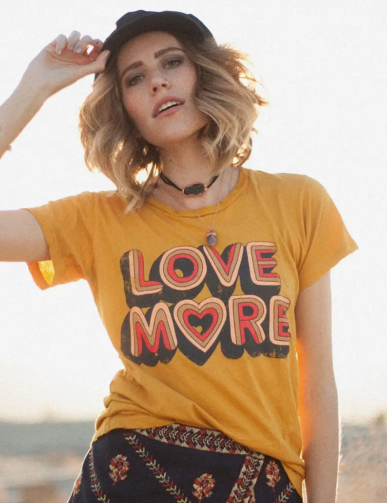 Летние милые Стильные повседневные белые футболки с надписью Love More винтажные