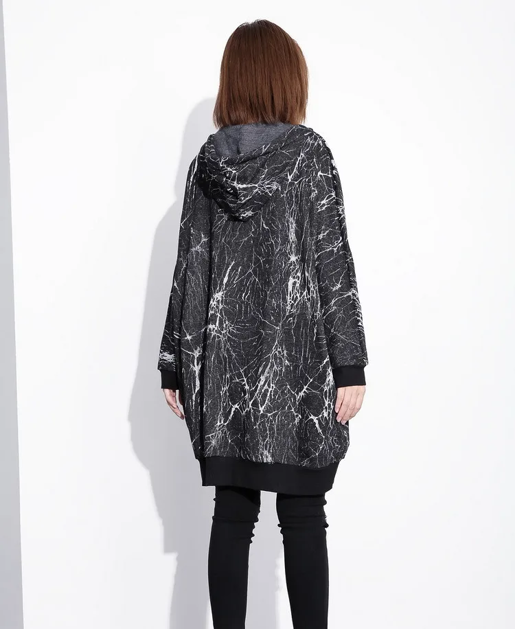 Depictdream Новинка 2017 Осень femalehooded Длинные рукава одноцветное черного цвета с