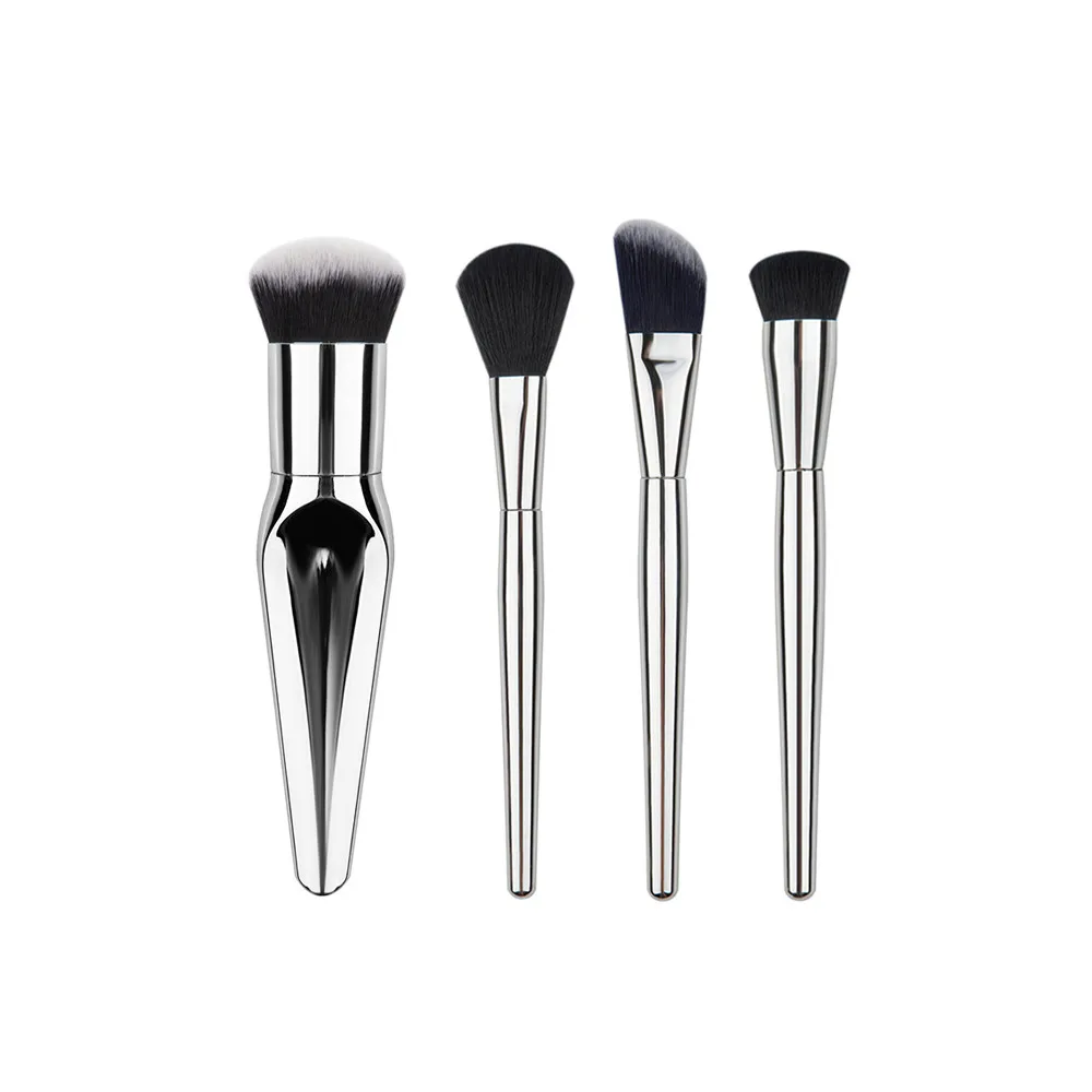 4PCS Make Up Foundation Eyebrow Eyeliner Blush Cosmetic Concealer Brushes Silver makeup brush set combination micro brushH30322 | Красота и
