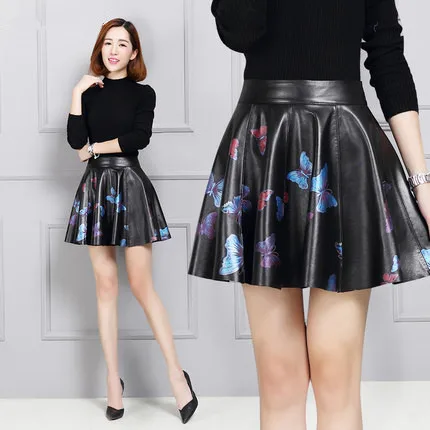 

Sheepskin Print Leather Skirt High Waist Leather Skirt K125