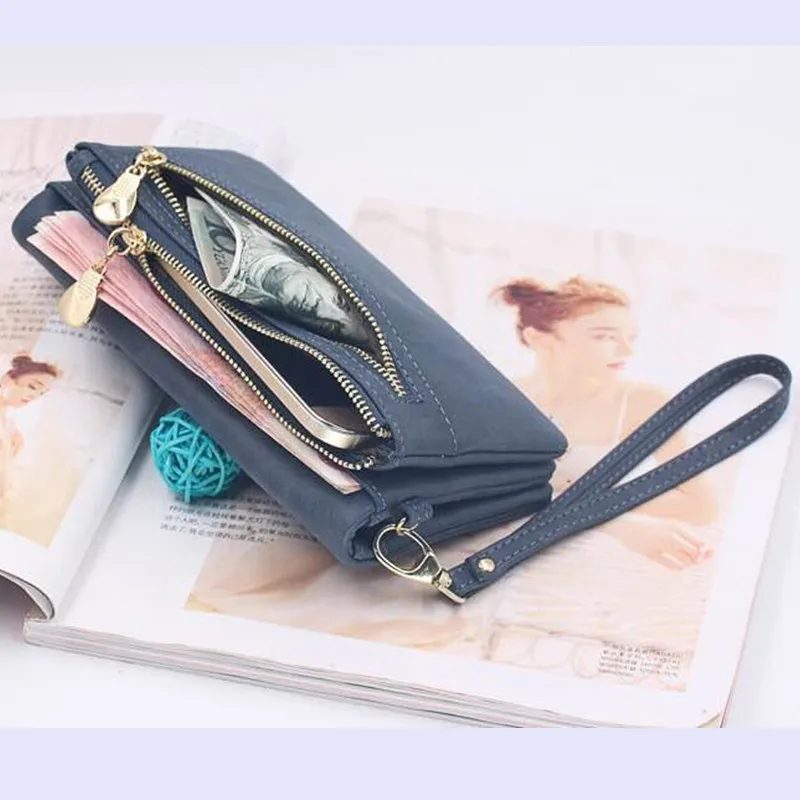 FTAIDKJ Universal Multifunction Women Wallet PU Leather Phone Bag Case Female Double Zipper Clutch Coin Purse Ladies Wristlet | Мобильные