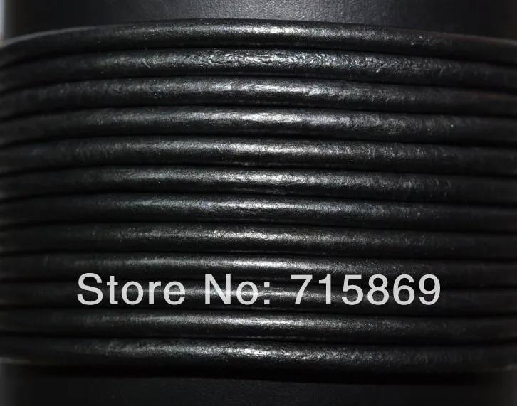 Черный круглый шнур из натуральной кожи браслет и ожерелье 100 метров 3 мм
