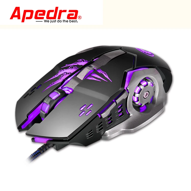 Все новые Apedra A8 3200 точек/дюйм эргономичная Проводная игровая мышь USB LED четыре