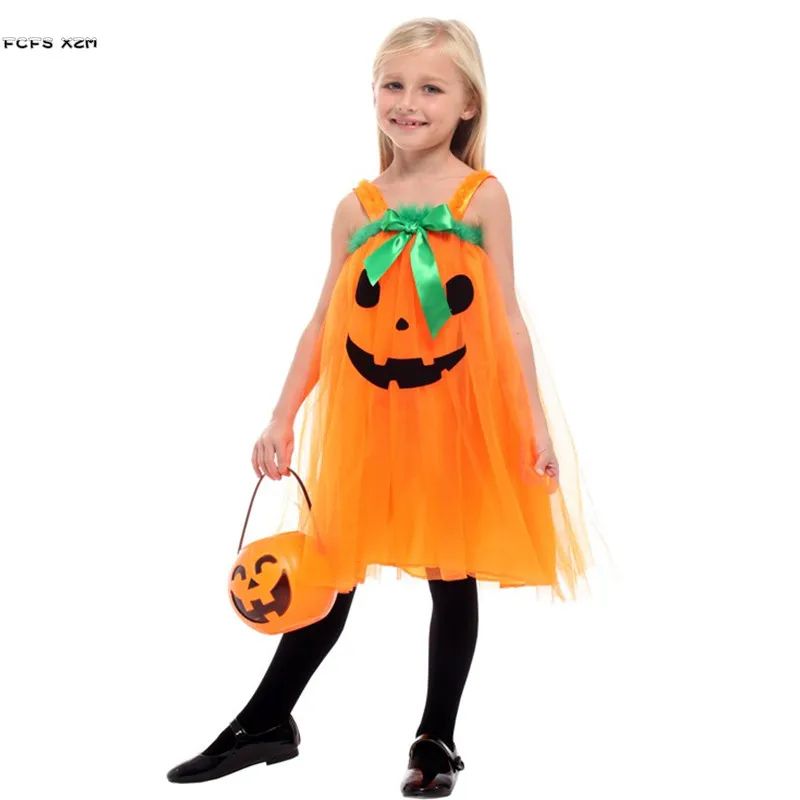 

Юбка-тыква для девочек, маскарадный костюмы ведьм на Хеллоуин колдуньи для детей, Детский карнавальный парад Пурим, платье для маскарада, ве...