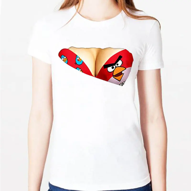 New Fashion Women 3D Funny Print Fake Naked Big Chest Bra T Shirt Tops Cotton Tees shirts Casual Plus Size XS XXL Z19|t-shirt clothes|t-shirts and