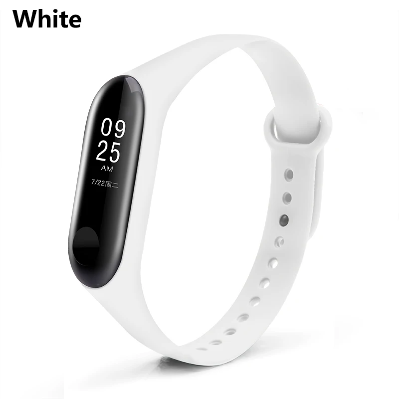 White BOORUI mi Band 3 ремешок mi band 4 ремешка силиконовый чистый цветной mi band 3 4 аксессуары для xiaomi mi band 3 4 смарт-браслеты - Цвет: White