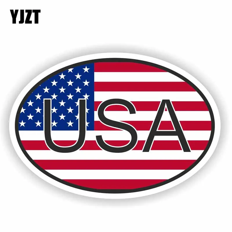 

YJZT 12CM*8CM Personality Car Sticker USA COUNTRY CODE OVAL WITH FLAG Decal PVC 6-0197