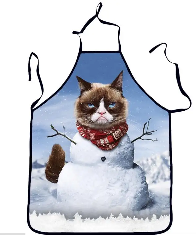 Creative funny Christmas design cooking aprons sanitary cleaning cartoon cat style sexy lady men picture gift | Дом и сад