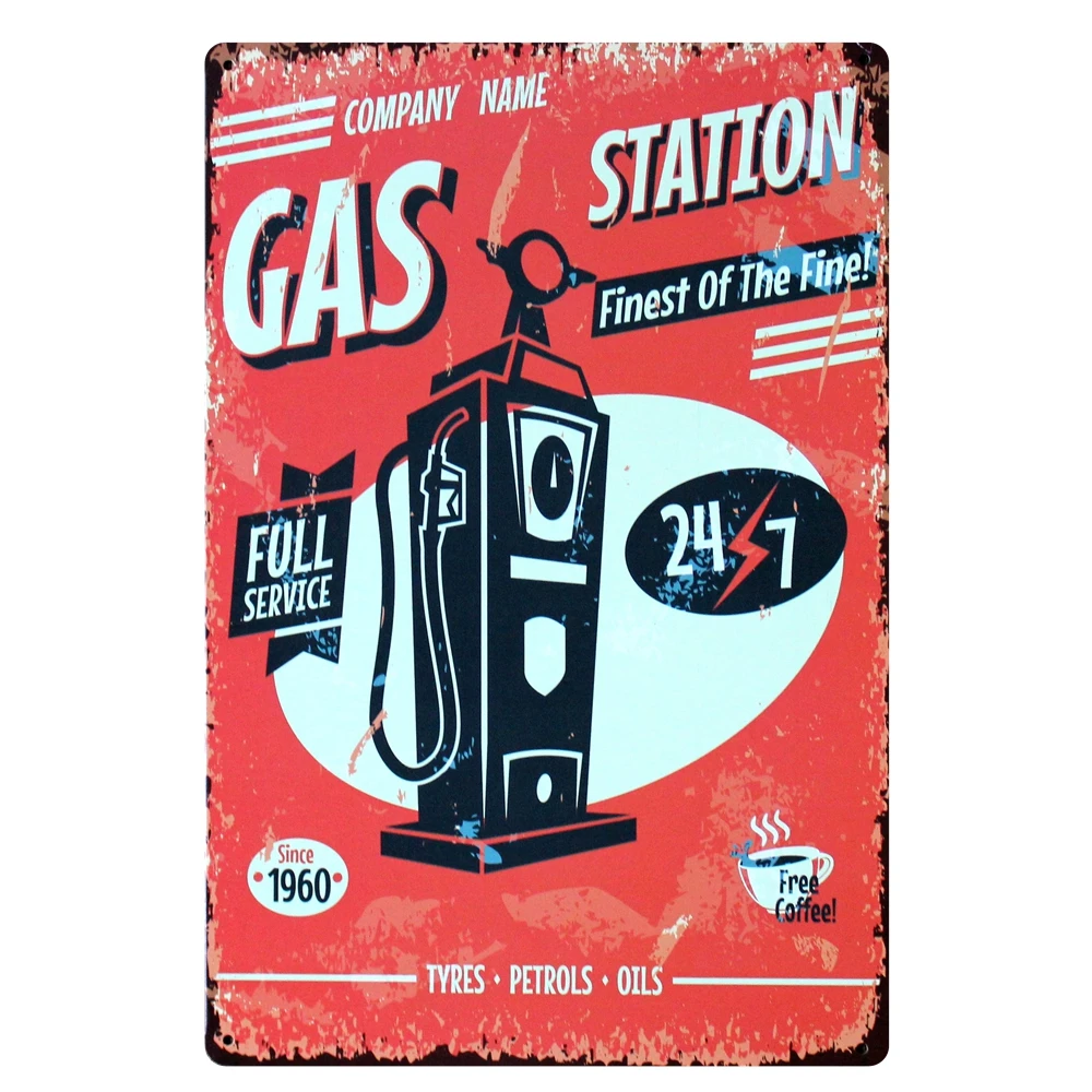 

[ Mike86 ] Gas Station Service Car Metal Plaque Room Decor Vintage Wall art Painting Craft 20*30 CM Mix Items B-326