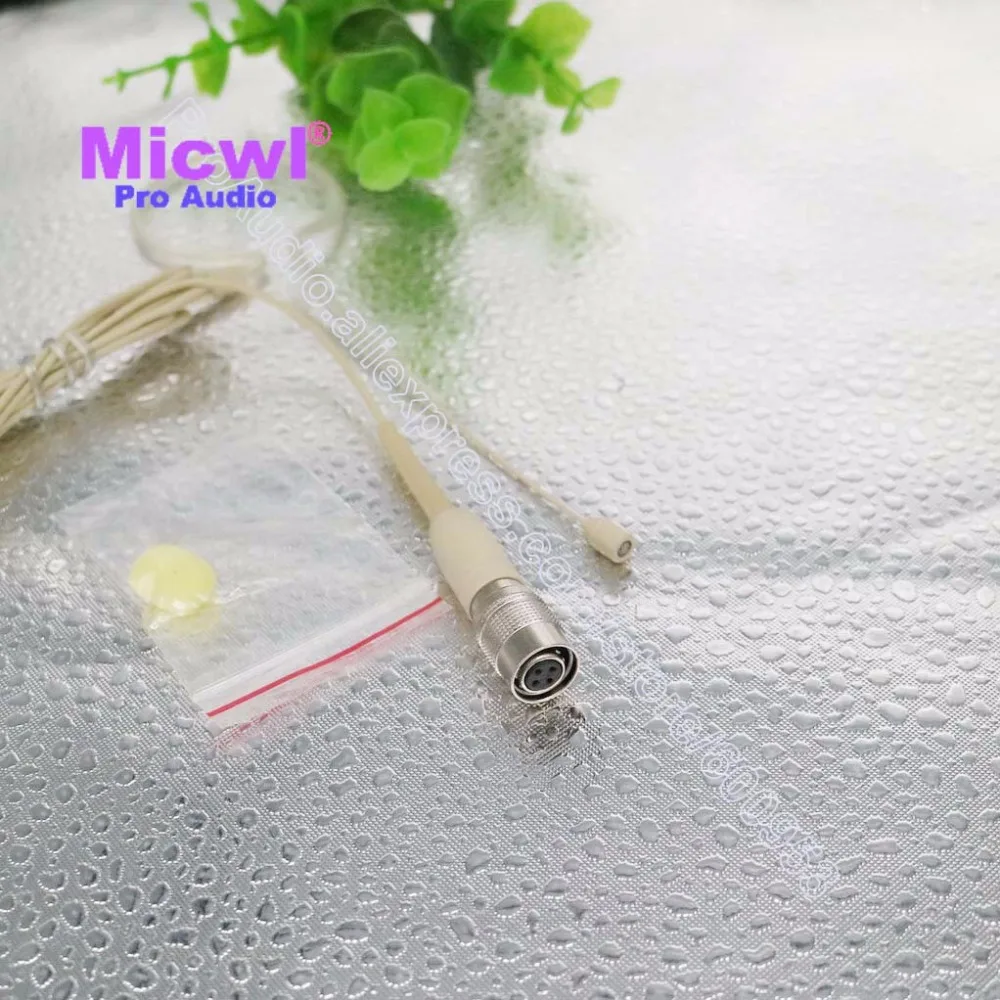 

MICWL ST35 Beige Omnidirectional Single ear Hook Headset Microphone for Audio Technica Wireless Hirose 4 pin