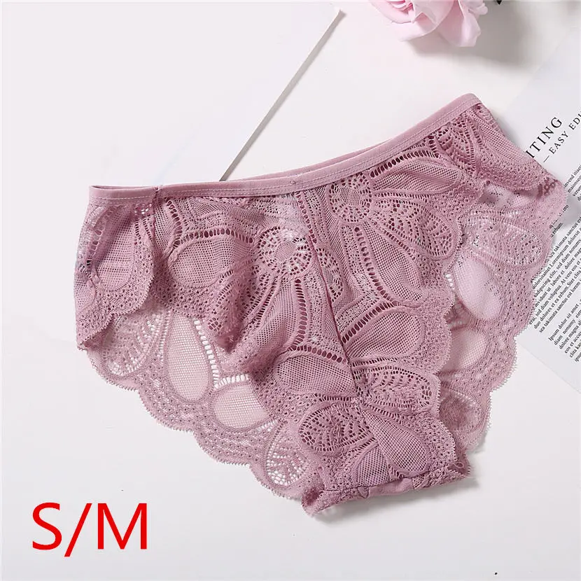 purple S-M Плюс размер s-xl сексуальные кружевные трусики женское модное нижнее белье Соблазнительные Красивые трусы девушки Женский хлопковый с низкой талией Нижнее белье для женщин - Цвет: purple S-M