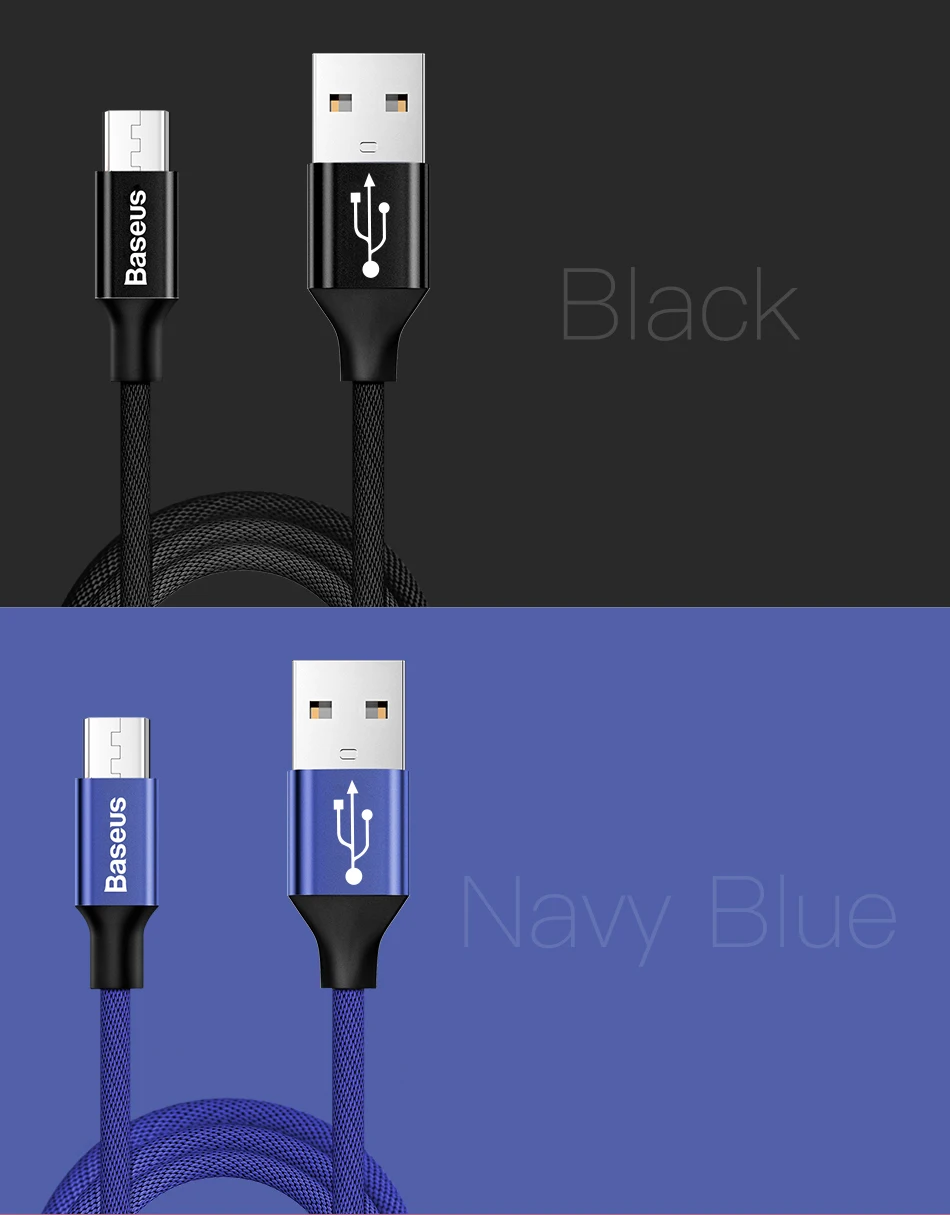 Кабель Micro USB Baseus для быстрой зарядки, кабель для зарядного устройства Microusb для samsung, Xiaomi, кабель для передачи данных, кабели для мобильных телефонов на базе Android, 1 м, 2 м