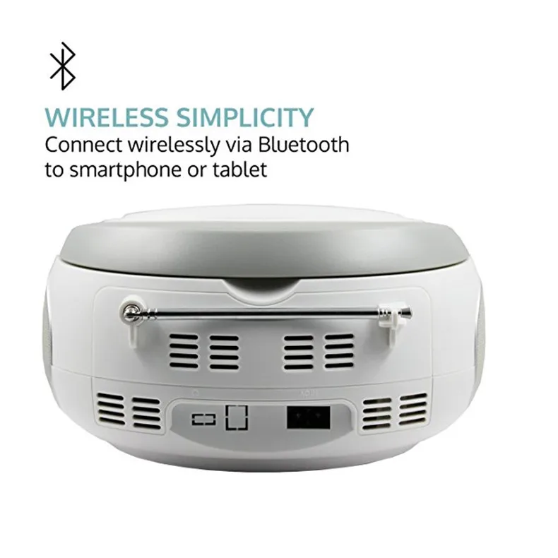 Lonpoo Бумбокс Динамик Bluetooth Портативный CD плеер USB Стерео FM радио AUX наушников