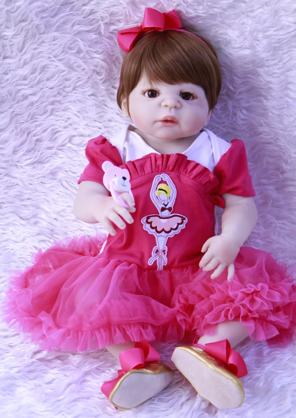 Полностью силиконовая Реалистичная кукла для новорожденных 22 дюйма выглядит