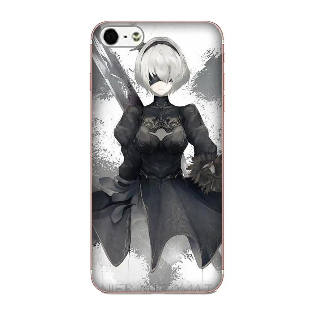 Мягкий ТПУ узор для Apple iPhone 4 4S 5 5C 5S SE 6 6S 7 8 Plus X XS Max XR Yorha NO.2 тип B 2b Nier