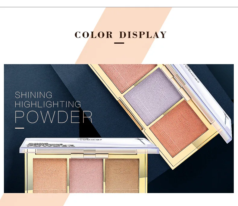 Pudaier 3 цвета Palette палитра пудры мерцающий мейкап контура лица Палитра Iluminador бронзатор осветляет Hailaiter Maquiagem