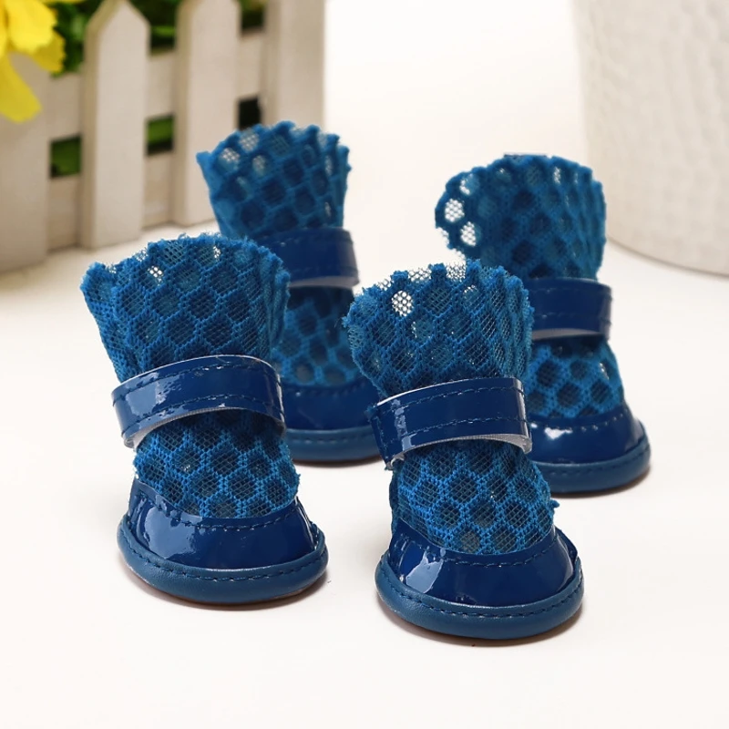 4 шт. Нескользящие сандалии для домашних животных из сетчатого дышащего