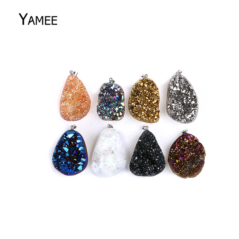 

Irregular Natural Raw Mineral Crystal Pendant Druzy Opal Drop Pendants Pendulum Chakra Natural Stone Pendants For Jewelry Making