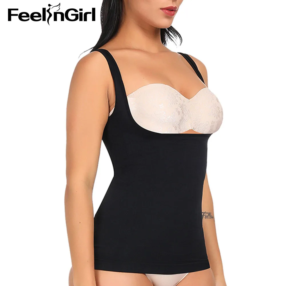Женский бесшовный корсет FeelinGirl Shaper облегающий топ на бретелях с лифтом пояс для