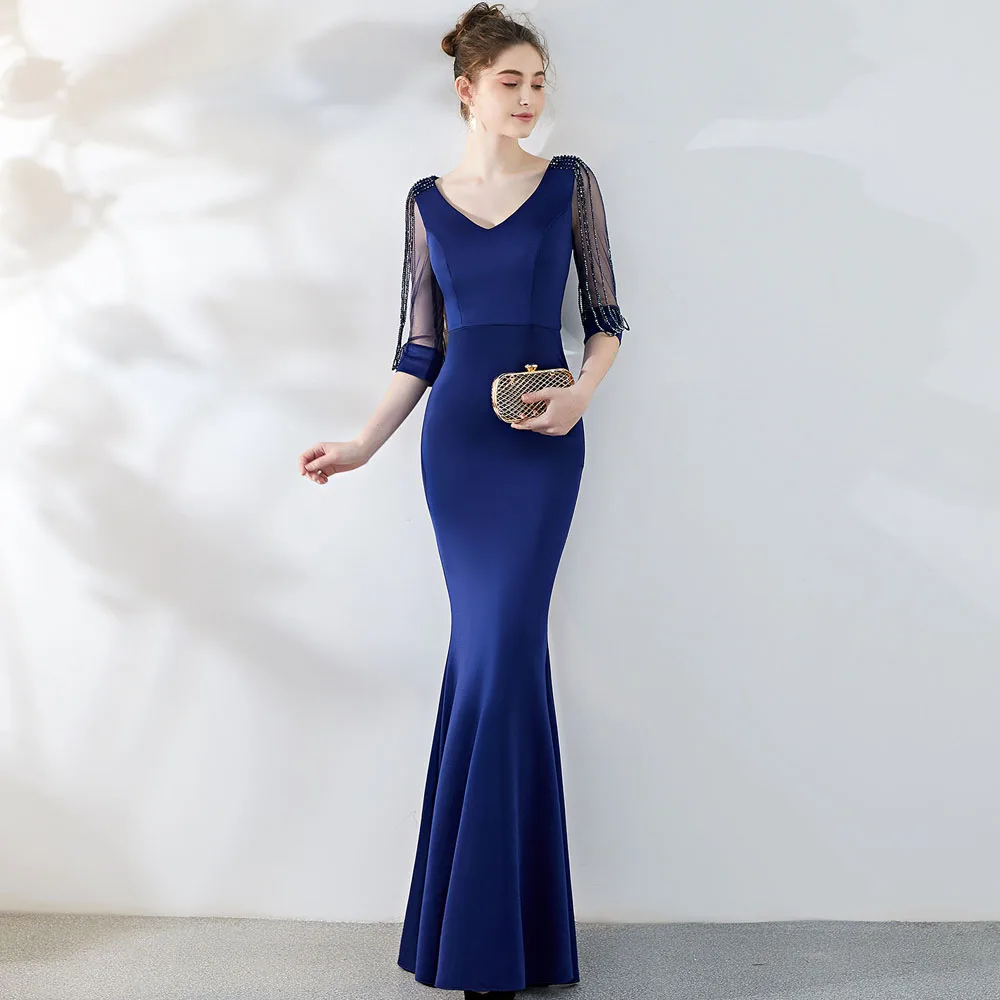 Роскошные летние женские украшенные бисером Длинные вечерние платья