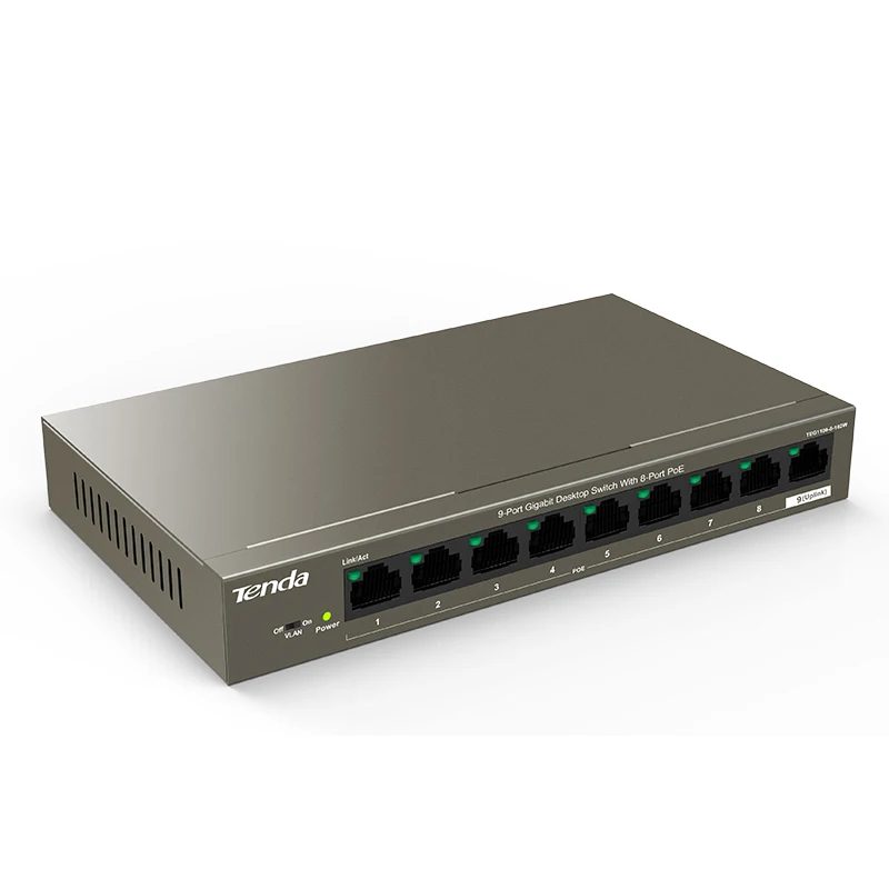 Tenda TEG1109P 8 102W гигабитный коммутатор poe сетевой переключатель ethernet 9*10 100 1000 Мбит RJ45