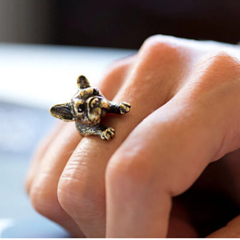 1 шт. 2017 кольцо на палец с французским бульдогом Мопсом милые золотые новые черные