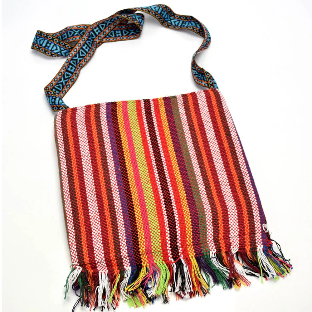 Hmong Vintage Chinese National Style Ethnic Shoulder Bag Embroidery Boho Hippie Tassel Tote Messenger Bags